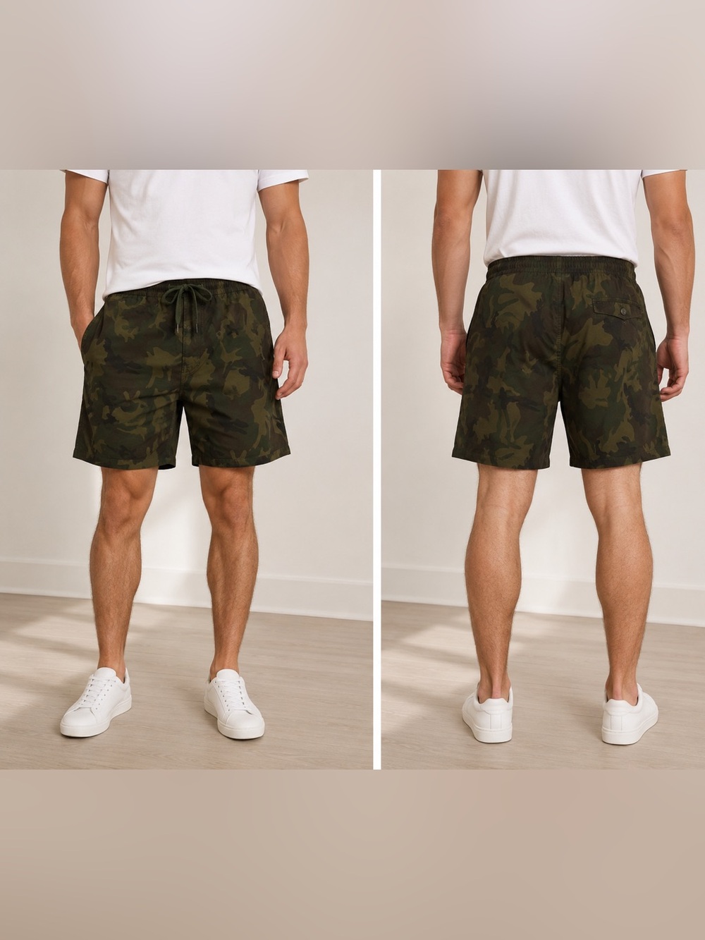 Galaxy By Harvic Men's Woodland Camo Drawstring Shorts - Size LARGE NWT